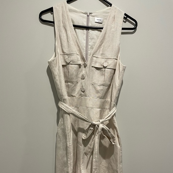 Sheike Pants - Sheike Beige Linen Playsuit with tie AUS 6